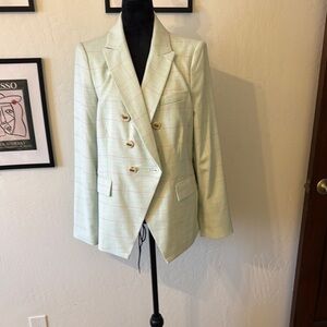 DKNY Light Green Plaid Blazer
